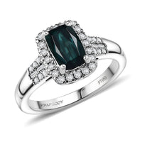 Certified & Appraised Rhapsody 950 Platinum AAAA Monte Belo Indicolite, Diamond (E-F, VS) (0.33 cts) Ring (Size 10.0) (6.42 g) 1.65 ctw