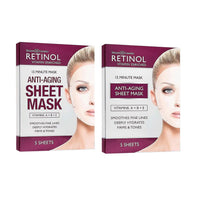 Retinol Vitamin Enriched 15 Minute Anti-Aging Sheet Mask (5 Sheet Masks) Made in US