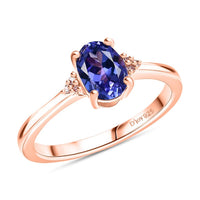D'Joy AAA Tanzanite, Natural Pink Diamond (I3) Ring in 18K Vermeil RG Over Sterling Silver (Size 10.0) 1.10 ctw