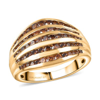 Luxuriant Lab Grown Red Diamond (IR) (SI) Ring in 18K Vermeil YG Over Sterling Silver (Size 6.0) 1.50 ctw