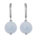Dainty Aquamarine Beaded Lever Back Earrings in Stainless Steel 15.00 ctw - Sticky add to cart bar