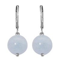 Dainty Aquamarine Beaded Lever Back Earrings in Stainless Steel 15.00 ctw