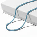 Certified & Appraised Rhapsody AAAA Santa Maria Aquamarine Beaded Graduated 70 ctw Necklace 18-20 Inches in 950 Platinum - Sticky add to cart bar