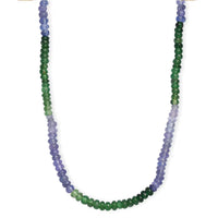 D'Joy Premium Tanzanite and Tsavorite Garnet 40.00 ctw Beaded Necklace in 18K Vermeil Yellow Gold Over Sterling Silver 18-20 Inches