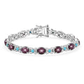 D'Joy Premium Star Ruby and Multi Gemstone 22.35 ctw Bracelet in Rhodium Over Sterling Silver (6.50 In) - Sticky add to cart bar