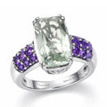 D'Joy Montezuma Prasiolite and African Amethyst 5.35 ctw Ring in Platinum Over Sterling Silver (Size 8.0) - Sticky add to cart bar
