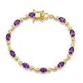 EverTrue African Amethyst and White Zircon 4.70 ctw Bracelet in 18K Yellow Gold Plated (6.50 In) - Sticky add to cart bar