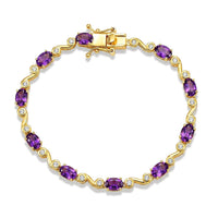 EverTrue African Amethyst and White Zircon 4.70 ctw Bracelet in 18K Yellow Gold Plated (6.50 In)