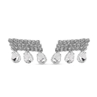 Austrian Crystal Dripping Earrings in Silvertone