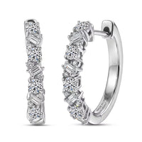 Luxuriant Lab Grown Diamond G-H SI 0.75 ctw Romanesque Line Earrings in Rhodium Over Sterling Silver