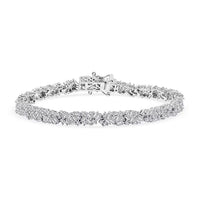 Luxuriant Lab Grown Diamond (G-H, SI) Deco Weave Bracelet in Rhodium Over Sterling Silver (6.50 In) 4.00 ctw