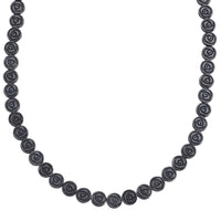 Hematite Carved Rose Flower Necklace in Silvertone 337.00 ctw (21- 23 Inches)
