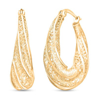 Twisted Hoop Earrings in 14K Yellow Gold 3.19 Grams