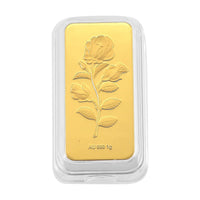 24K Yellow Gold 3D Brick Rose Emboss Sheet 45.3X25X10mm 1g