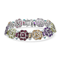 GP Italian Garden Collection Multi Gemstone Bracelet in Rhodium Over Sterling Silver (7.25 In) 29.00 ctw