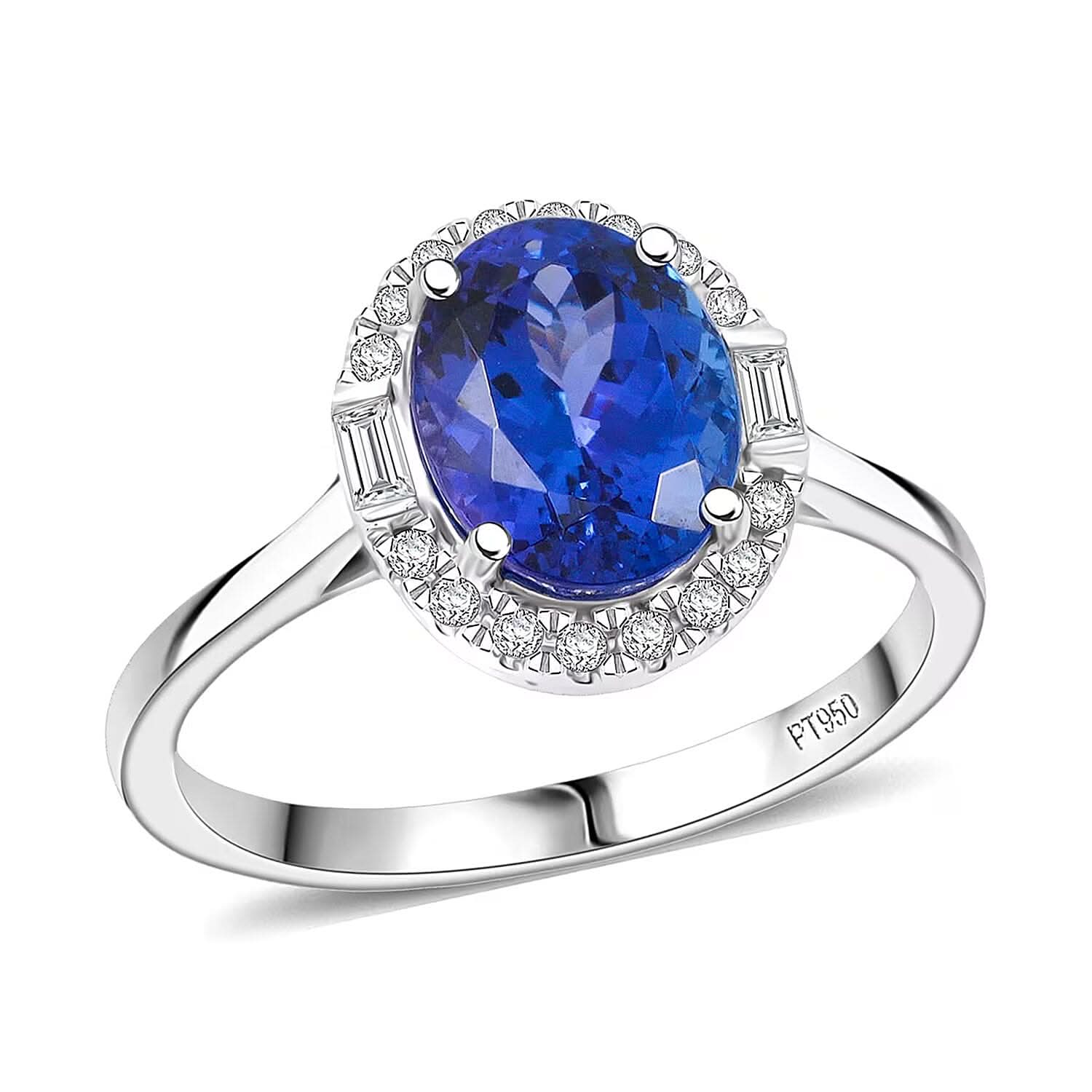 Rhapsody 950 Platinum AAAA Tanzanite, Diamond (E-F, VS) (0.27 cts) Ring (Size 10.0) (5.60 g) 3.15 ctw