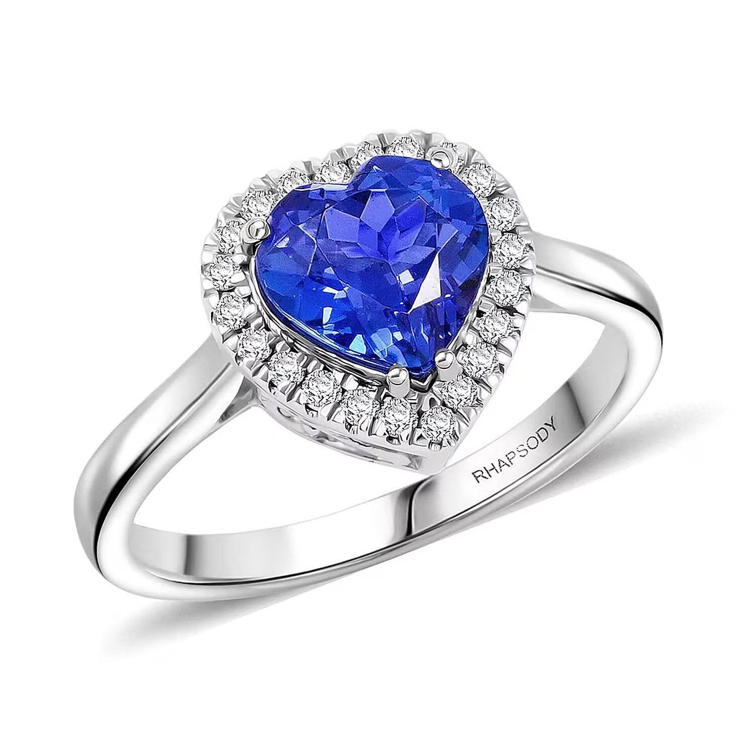 Rhapsody 950 Platinum AAAA Tanzanite, Diamond (E-F, VS) (0.24 cts) Ring (Size 6.0) (6.83 g) 2.01 ctw