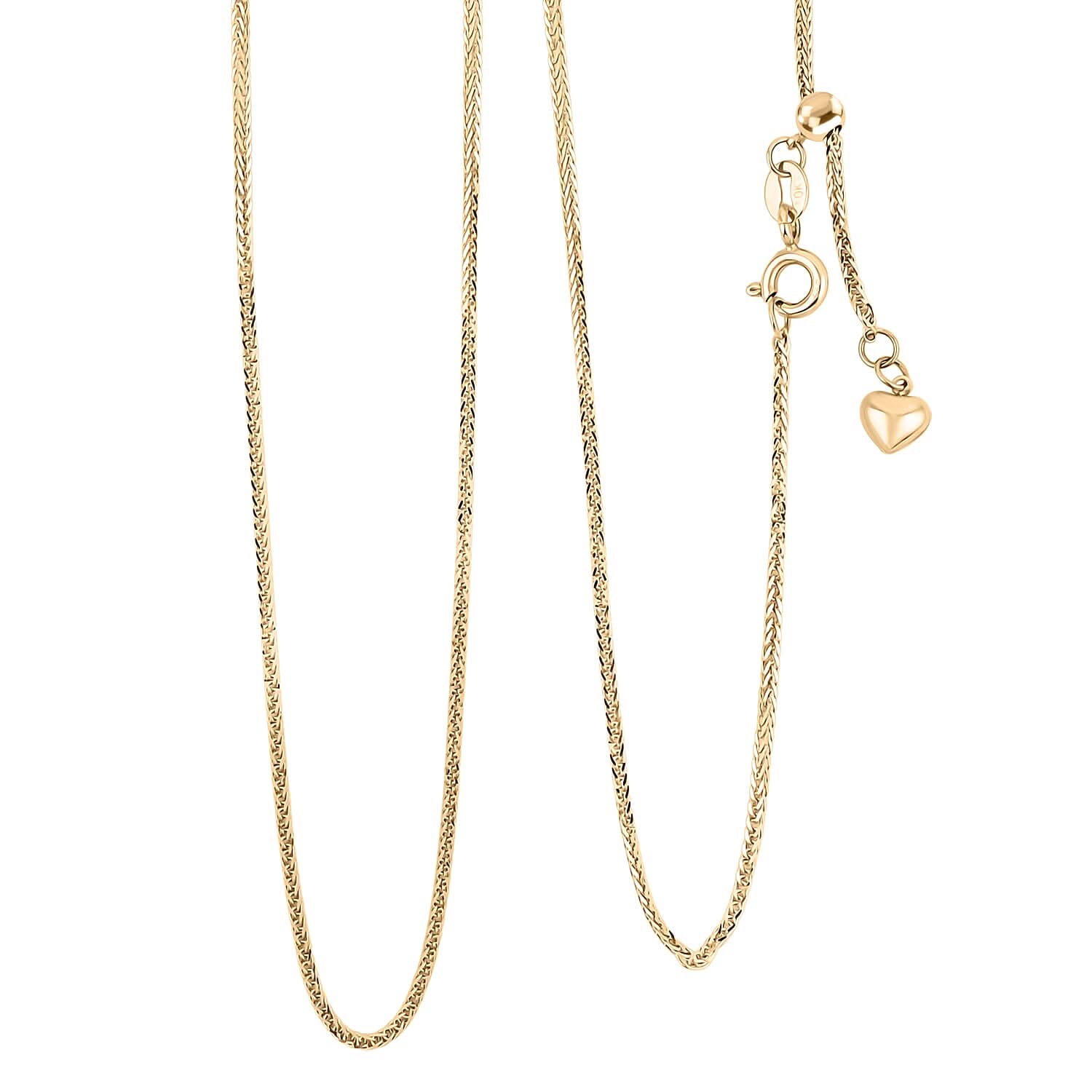 Wheat Adjustable Chain Necklace in 10K Yellow Gold 2.4 Grams 24 Inches