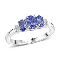 TLV D'Joy Tanzanite, Diamond Ring in Rhodium Over Sterling Silver (Size 10.0) 0.90 ctw