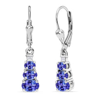 D'Joy Tanzanite and Diamond 1.70 ctw Earrings in Rhodium Over Sterling Silver