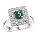 Doorbuster D'Joy AAA Pirineu Lagoon Tourmaline, Moissanite Ring in Rhodium Over Sterling Silver (Size 7.0) 1.73 ctw - Sticky add to cart bar