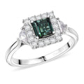 D'Joy AAA Pirineu Lagoon Tourmaline and Moissanite 1.50 ctw Ring in Rhodium Over Sterling Silver (Size 10.0) - Sticky add to cart bar
