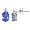 Certified & Appraised Luxoro AAA Tanzanite and I2 Diamond 3.50 ctw Earrings in 14K White Gold - Sticky add to cart bar