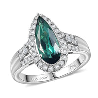 Certified & Appraised Rhapsody AAAA Pirineu Lagoon Tourmaline and Diamond E-F VS 2.23 ctw Ring in 950 Platinum 7.30 Grams