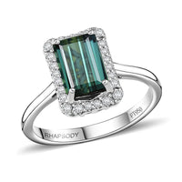 Doorbuster Certified & Appraised Rhapsody 950 Platinum AAAA Pirineu Lagoon Tourmaline, Diamond (E-F, VS) (0.22 cts) Ring (Size 10.0) (5.80 g) 2.51 ctw