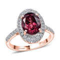 Certified & Appraised AAA Tanzanian Raspberry Garnet and Luxuriant Diamond G-H SI 4.03 ctw Ring in 10K Rose Gold - Sticky add to cart bar