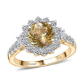 10K Yellow Gold AAA Natural Golden Tanzanite, Luxuriant Lab Grown Diamond (G-H, SI) (0.74 cts) Ring (Size 6.0) 3.00 ctw - Sticky add to cart bar