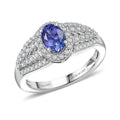 D'Joy AAA Tanzanite, Moissanite Ring in Rhodium Over Sterling Silver (Size 10.0) 1.30 ctw - Sticky add to cart bar