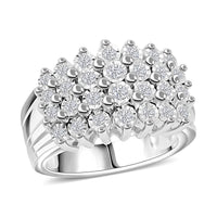 Diamond (G, SI) Ring in Rhodium Over Sterling Silver (Size 10.0) 0.46 ctw