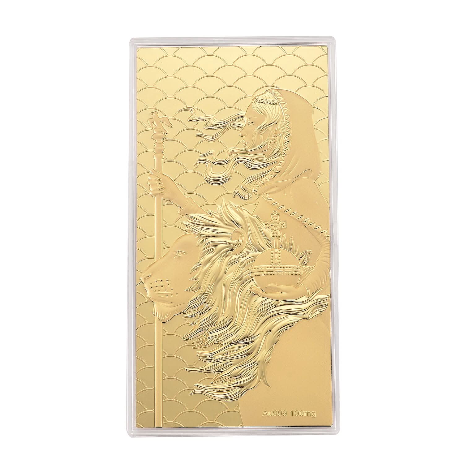 24K Yellow Golden Queen and Lion Emboss Sheet (15.5x7.5cm) 100mg