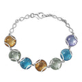 GP Italian Garden Special Multi Color Murano Style Bracelet in Rhodium Over Sterling Silver (6.50 In) (Del. in 12-15 Days) - Sticky add to cart bar