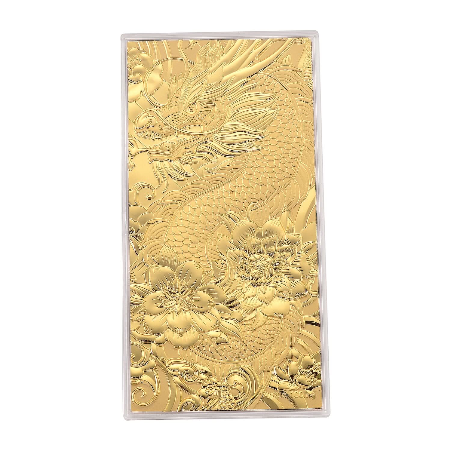 TLV 24K Golden Dragon Harmony and Flower Emboss Sheet (15.5x7.5cm) 100mg