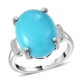 D'Joy Premium Sleeping Beauty Turquoise, Diamond Ring in Rhodium Over Sterling Silver (Size 6.0) 7.20 ctw - Sticky add to cart bar