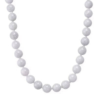 D'Joy Natural Jade 670.00 ctw Round Beaded Necklace in Rhodium Over Sterling Silver 20 Inches