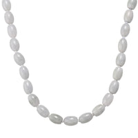 D'Joy Natural Jade 390.00 ctw Rice Beaded Necklace in Rhodium Over Sterling Silver 20 Inches