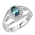 Rhapsody 950 Platinum AAAA Lagoon Tourmaline, Diamond (E-F, VS) (0.27 cts) The Sea Heart Men's Ring (Size 10.0) (9.10 g) 1.35 ctw - Sticky add to cart bar
