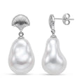 EverTrue White Shell Pearl Earrings in Silvertone and Stainless Steel - Sticky add to cart bar
