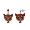 Peruvian Artistry Multi Gemstone Orange Powerfull Puma Earrings in Sterling Silver 6.40 ctw - Sticky add to cart bar