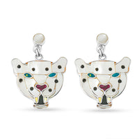 Peruvian Artistry Multi Gemstone Orange Powerfull Puma Earrings in Sterling Silver 6.40 ctw