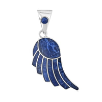 Peruvian Artistry Multi Gemstone 7.20 ctw Blue Lupe Wing Pendant in Sterling Silver