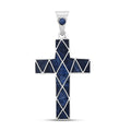 Peruvian Artistry Multi Gemstone Blue Sandoval Big Cross Pendant without Chain in Sterling Silver 15.20 ctw - Sticky add to cart bar