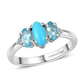 Sleeping Beauty Turquoise and Apatite, Luxuriant Lab Grown Diamond (G-H, SI) Ring in Rhodium Over Sterling Silver (Size 10.0) 1.25 ctw - Sticky add to cart bar