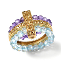 EverTrue African Amethyst and Sky Blue Topaz 11.10 ctw Ring in 18K YG Plated (Size 11.0)