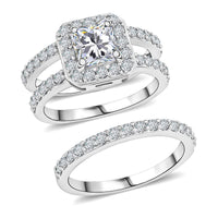 Simulated Diamond Set of 2 Stackable Ring in Silvertone (Size 6.0) 2.00 ctw