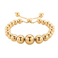 Round Shape Beaded Chain Bracelet in Goldtone (6-9In) - Sticky add to cart bar