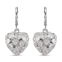 Simulated Diamond Heart Pendant earings in Silvertone